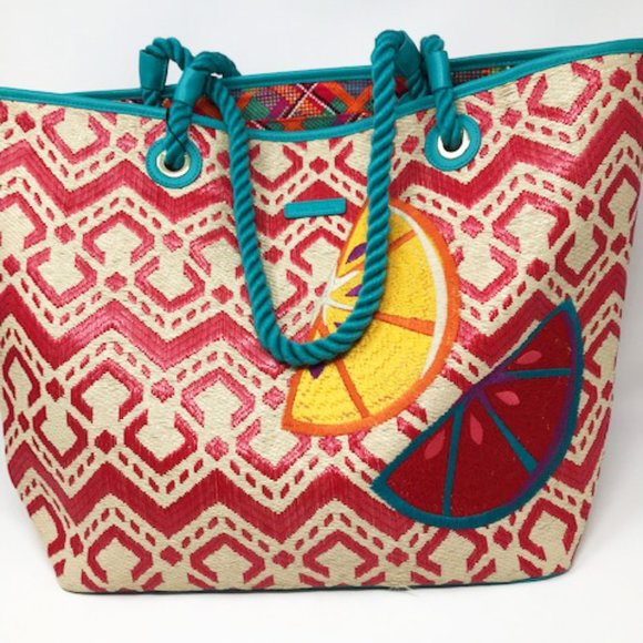vera bradley straw beach tote